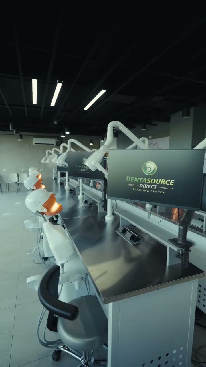The row of simulator stations set up at the Training Center