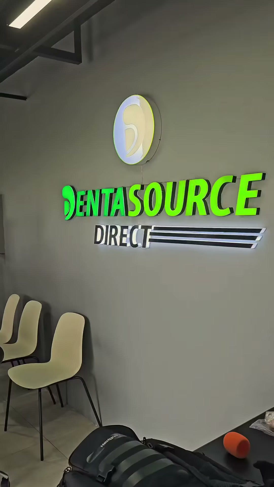 The DentaSource Direct sign in the Training Center lobby