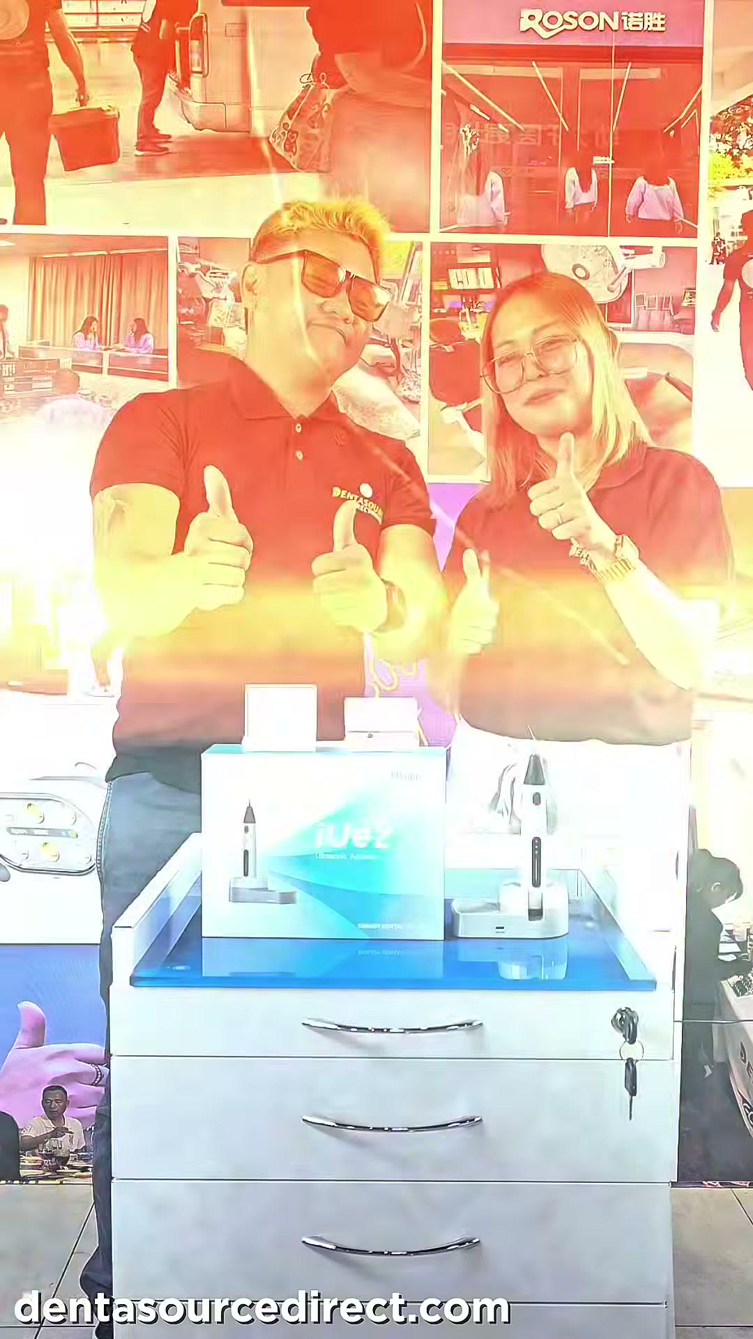 The iUe2 ultrasonic activator boxes on the showroom counter