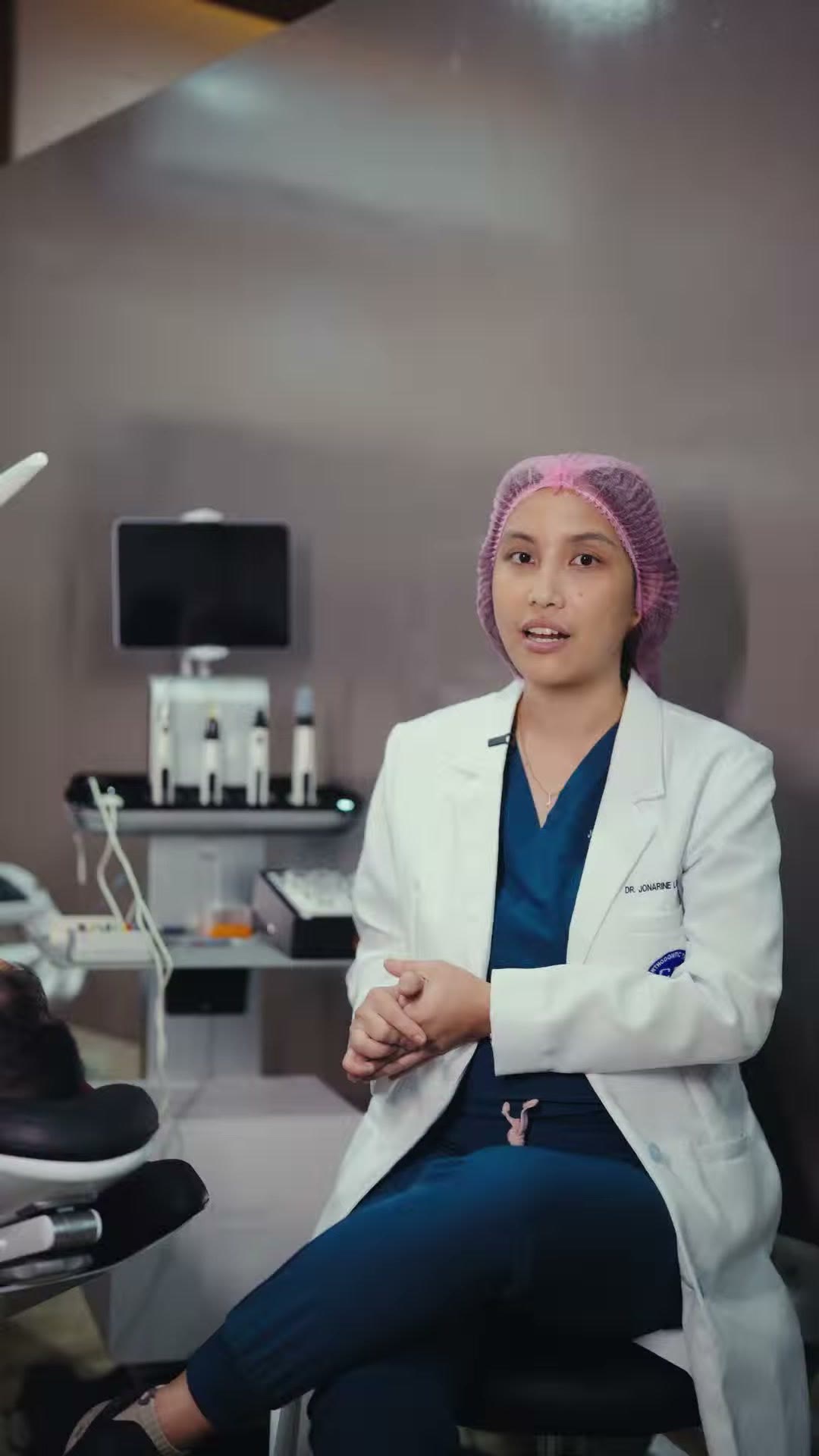 The dentist during the closing part of the interview