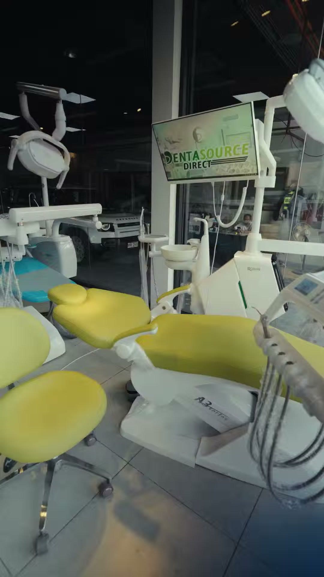 The A3 series chair on the showroom floor under the DentaSource screen