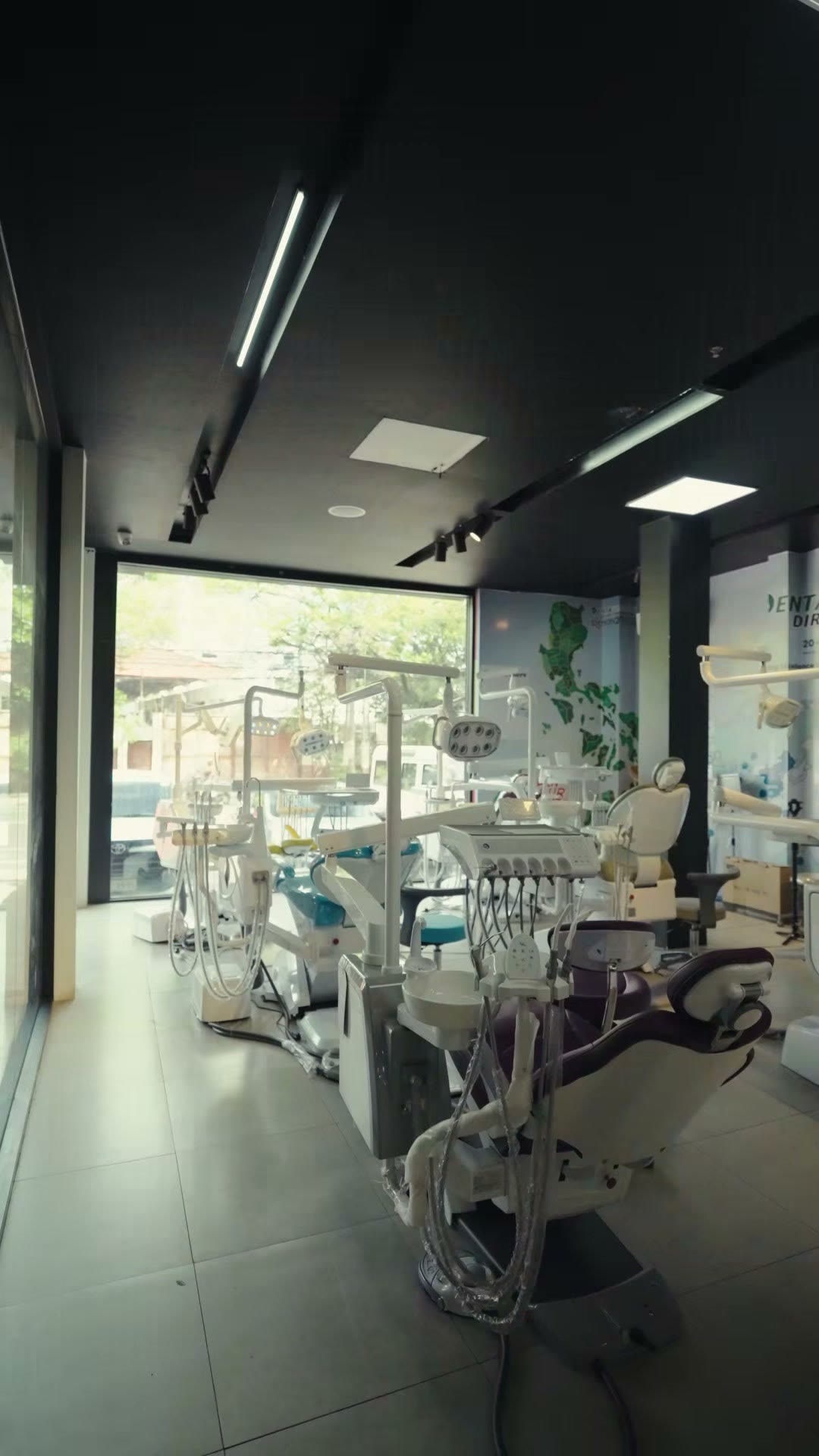 The showroom aisle with the chair lineup side by side