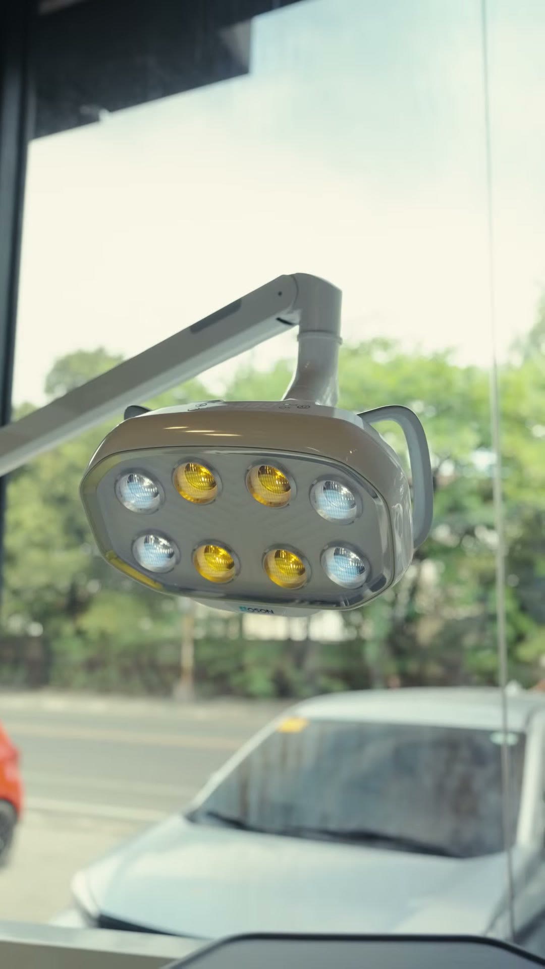 The LED operating light on the display unit