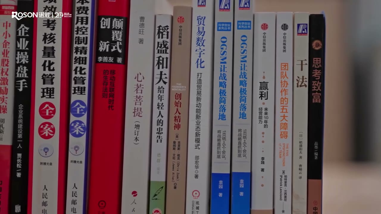The bookshelf in George Chen's office