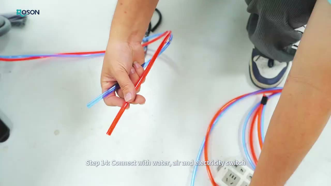 Step 6 — connecting the color-coded water and air lines