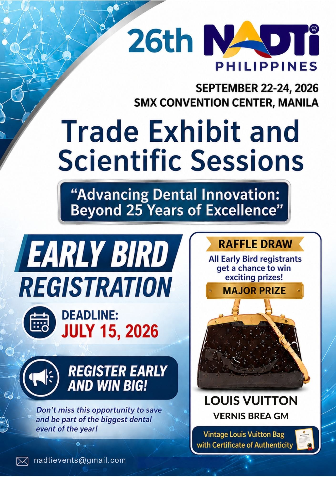 The early-bird prize, drawn September 1
