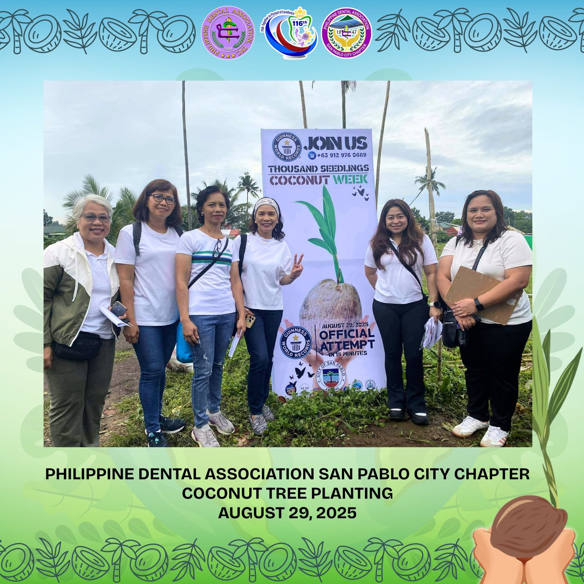 Chapter members at the coconut planting site, August 29, 2025