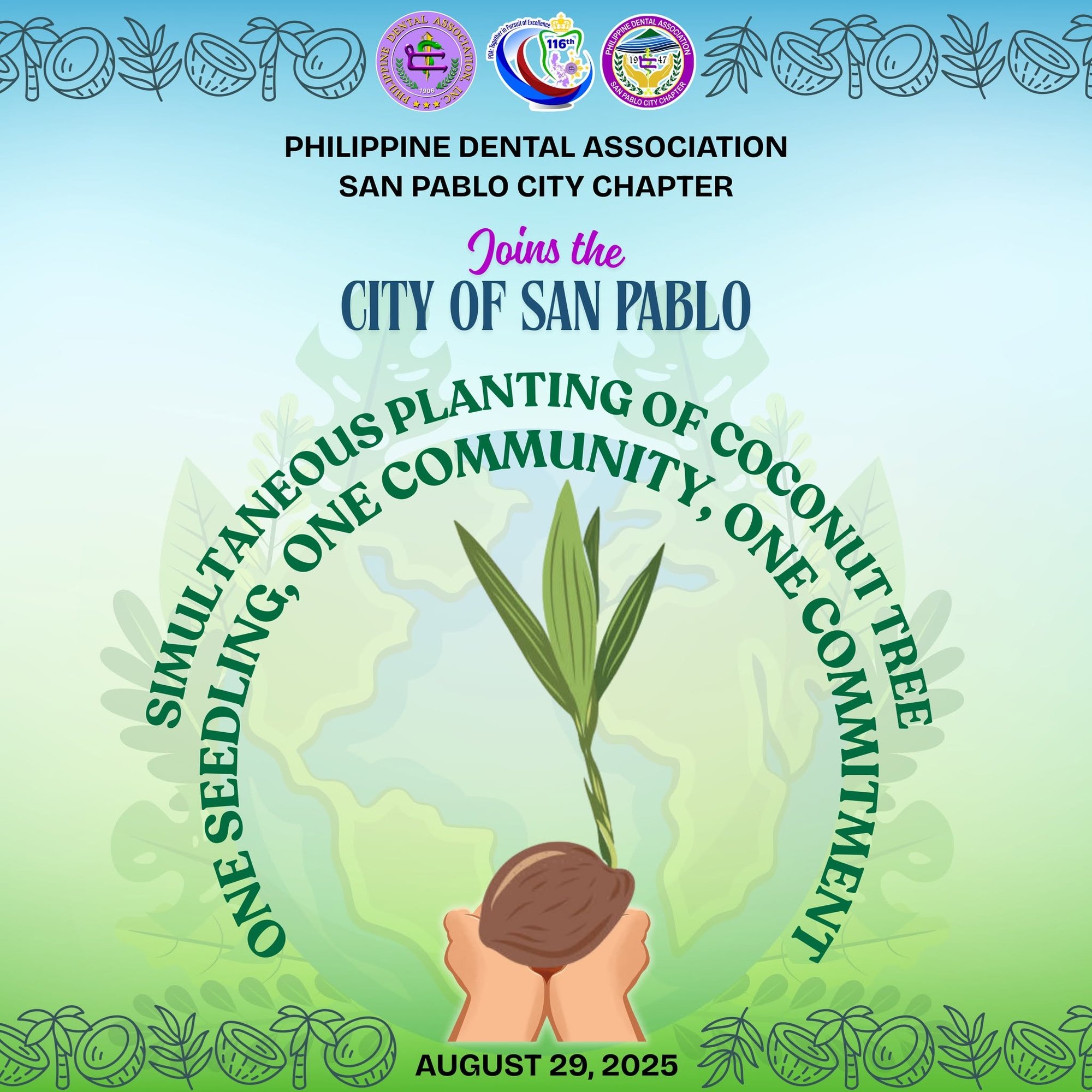 The chapter's announcement card for the planting