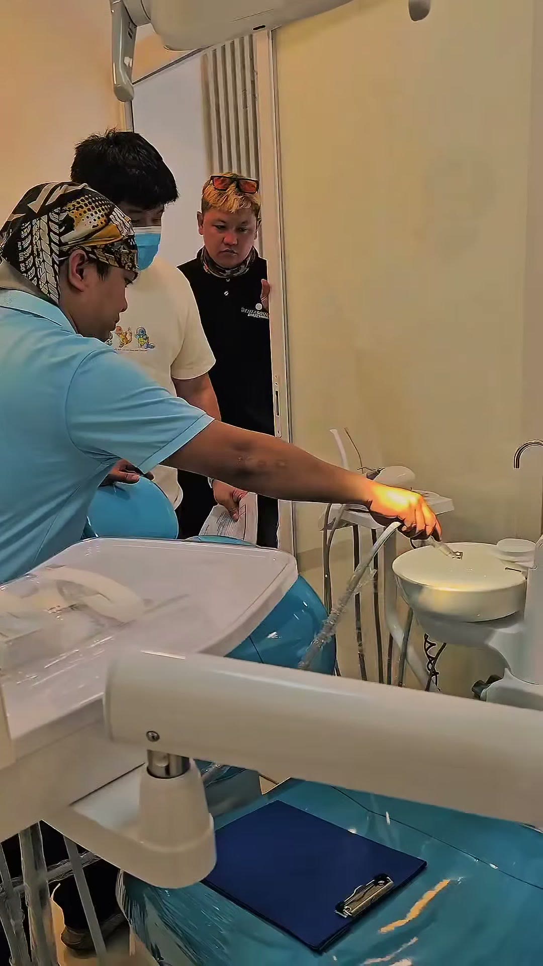 Our technician and Doc Jake checking the finished dental unit