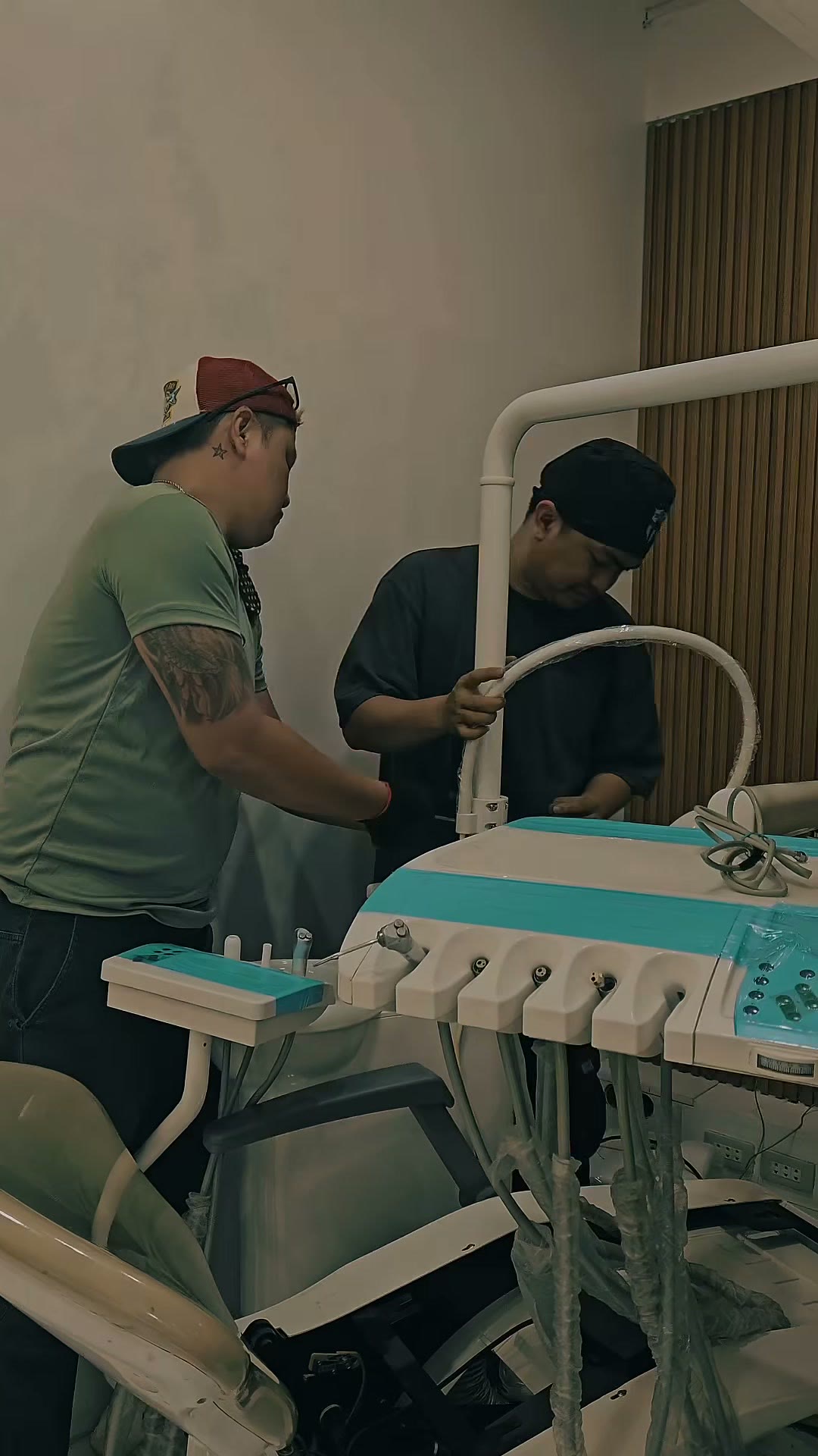 Two technicians working at the delivery unit