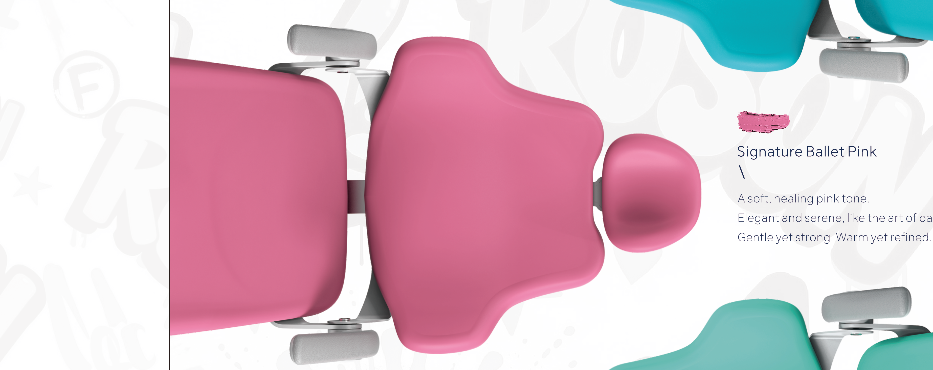 ROSON A1 Pro Fashionable in Ballet Pink (FS22) — full chair silhouette from brochure