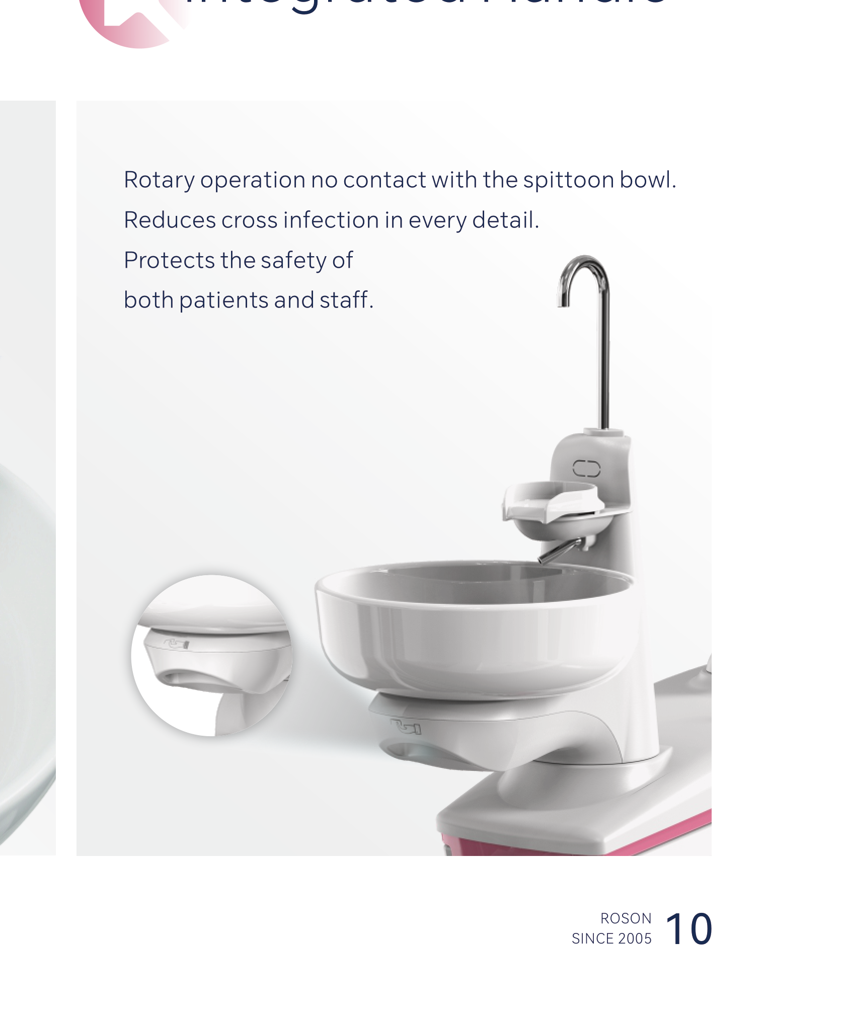 A1 Pro integrated rotary spittoon handle — contact-free operation