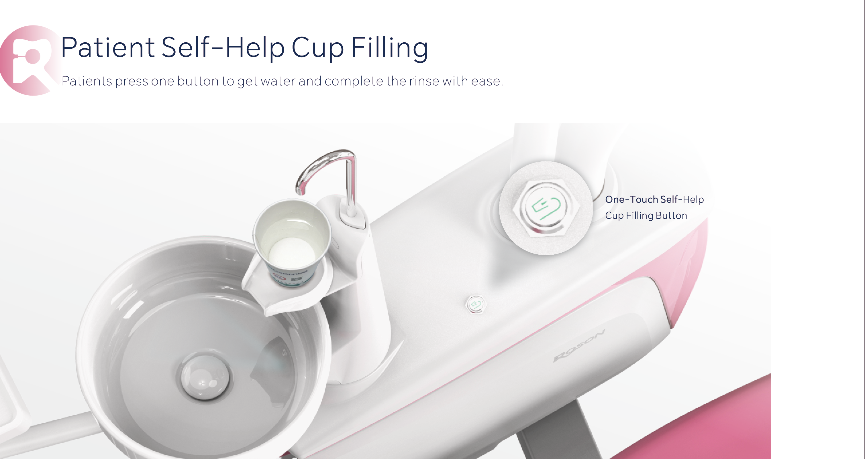 A1 Pro patient self-help cup filling button — patient-controlled one-touch dispenser